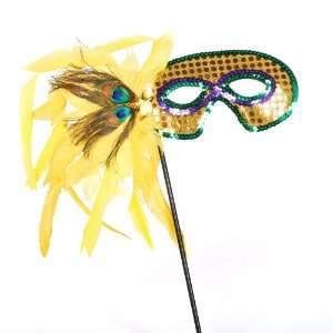  Mardi Gras   Feather Mask on a Stick Party Supplies Toys & Games