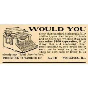  1915 Ad Woodstock Typewriter Co. Vintage Machine IL 