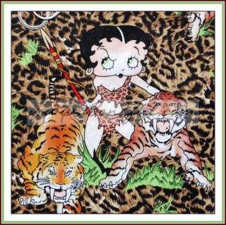 BOOAK Fabric Betty Boop Jungle Queen Tiger RARE OOP HTF  