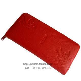 Womens Genuine Leather Colorful Bag Long Clutch Zip around Wallet 