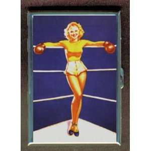  PIN UP GIRL BOXING RETRO SEXY ID Holder, Cigarette Case or 