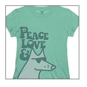 Designer Ladies Cotton T Shirt   Garment Dyed Peace, Love and Teddy 