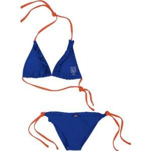   New York Mets Womens Royal Ruffled String Bikini