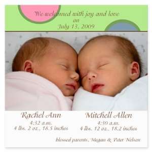  Twin Girl/Boy Bubbles Birth Announcement Baby