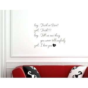  Boy and Girl Truth or Dare funny cute adorable Vinyl wall 