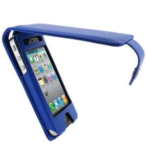com igadgitz Blue PU Leather Case Cover Holder for Apple iPhone 4 HD 