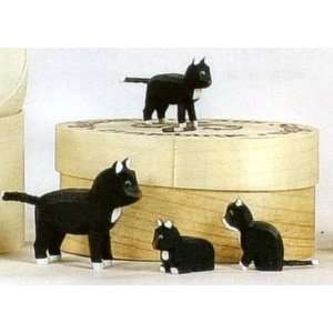  Erzgebirge Miniature Animals Cat Family with Box
