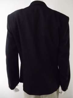 womens wool jacket blazer Evan Picone black L 14 single button classic 