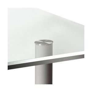  28 Office Height Glass Top Leg   Brushed Steel