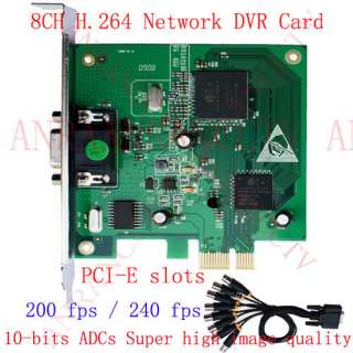 8CH 200/240fps CCTV Video Capture Network IP DVR card  