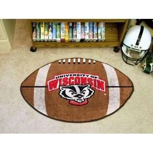  Wisconsin Badgers Logo Football Shaped Area Rug Welcome 