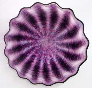 HAND BLOWN GLASS ART WALL PLATTER BOWL PURPLE BLUE #2581 ONEIL  