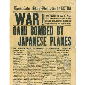   Page of the Honolulu Newspaper on December 7, 1941 