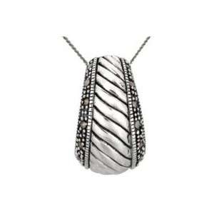    Marcasite and Sterling Silver Oval Necklace Italy Jewelry