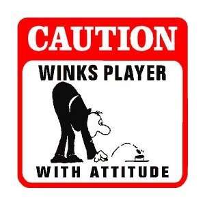  CAUTION WINKS PLAYER tiddly winks game sign
