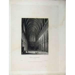   Wells Cathedral View Nave Winkles Engraving Print