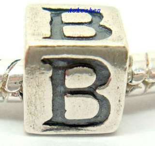 Sterling Silver cube individual alphabet letter bead SL  