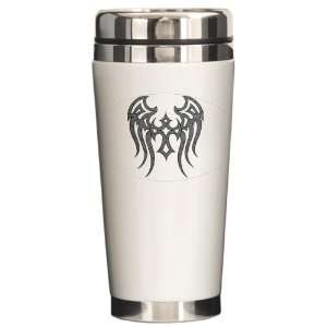    Ceramic Travel Drink Mug Tribal Cross Wings 