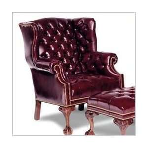 Old Gold Distinction Leather Tufted Ball in Claw Wingback Chair 