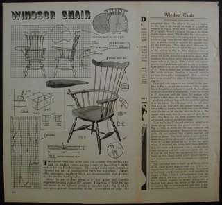 WINDSOR CHAIR Writing arm How To Build PLANS Colonial  
