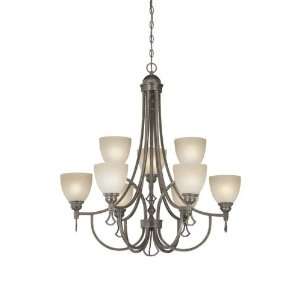 Winchester Collection 9 Light 35 Warm Bronze Chandelier with Creamy 