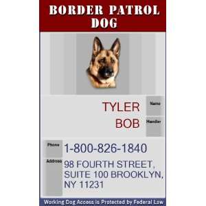 BORDER PATROL DOG Badge   1 Dogs Custom ID Badge   Design#5 