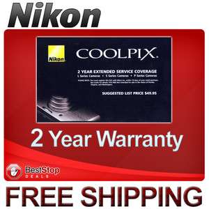 Nikon 2 Year Extended Warranty f/ Coolpix P7100 P7000 S8200 S8100 