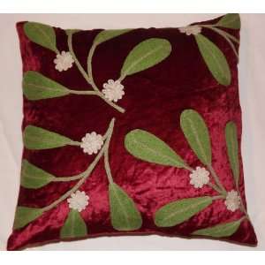   Mistletoe Christmas red Cotton Viscose Velvet (18X18)