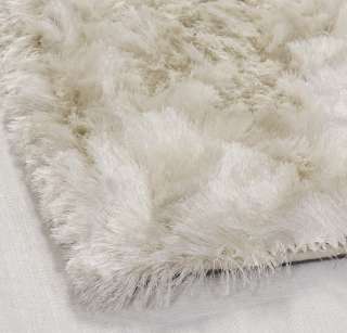 Ivory Modern Handmade Polyester Fur Shag Area Rug  