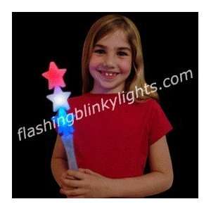  Triple Star Light Up Flashing Wand (Red White Blue)   SKU 