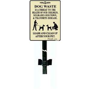  Dog waste No dog poop signs with 3 ft metal post