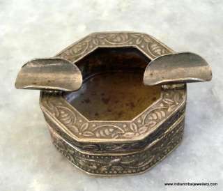 vintage antique collectible old silver ashtray india  
