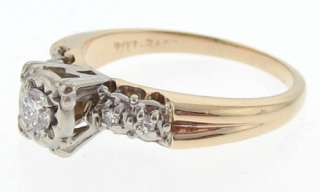 Estate Genuine Diamonds Solid 14k Gold Wedding Ring  