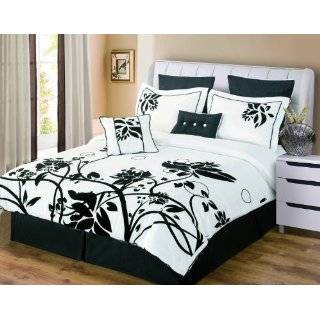 Luxury Home Chelsea 8 Piece King Comforter Set, Black/White