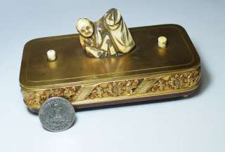 Rare NETSUKE on French ormulu golden bronze push bell  