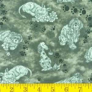   the Park Dogs and Paws Green Fabric By The Yard Arts, Crafts & Sewing