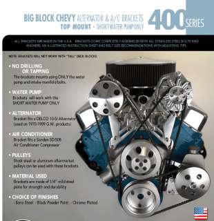   City USA 403   Chrome Chevy Big Block Alternator Bracket SWP  
