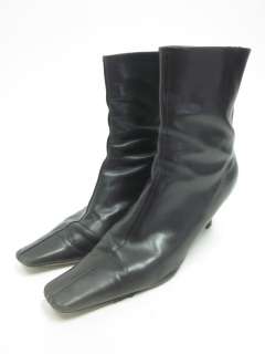 AUTH PRADA Black Leather Ankle Boots Sz 38 8  