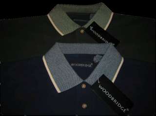 Two tone polos by Woodbridge. Super soft cotton fabric in blue 