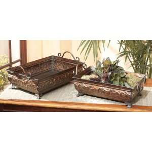  Set of 2 Casa Cristina Planters with Handles in Antique Copper 