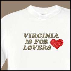VIRGINIA IS FOR LOVERS Va vintage look TSHIRT any size  