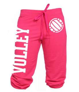 Juniors Pink Volleyball Capri Drawstring Sweats S XL  