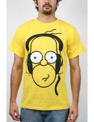 The Simpsons   Homer With Headphones Mens T Shirt In Yellow