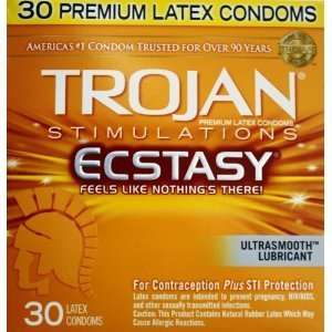  Trojan Ecstasy Ultrasmooth Lubricant 30 Ct Latex Condoms 
