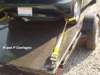 Car Trailer Tie Down Strap Set, (4) Ratchet Wheel tire  