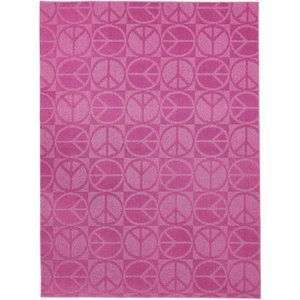 4X6 Peace Sign Rug, Pink  