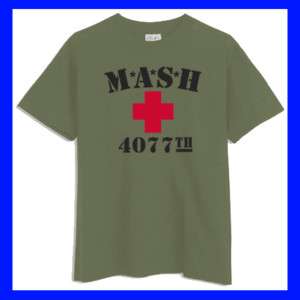 MASH 4077TH ARMY TV SITCOM GREEN T SHIRT *NEW*  