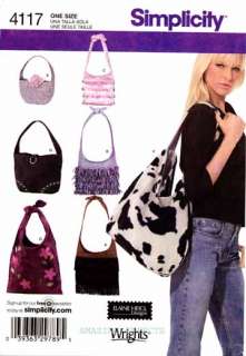 Simplicity Pattern 4117 Purse Bags Tote Handbags sewing 039363297895 