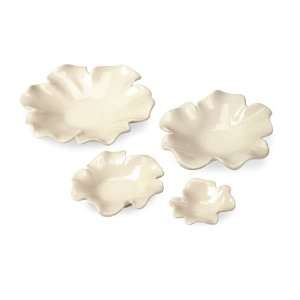  Set of 4 Off White Asian Magnolia Petal Ceramic Decorative 