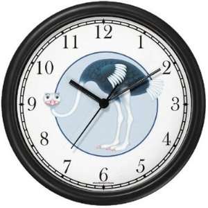 Ostrich Bird Cartoon Wall Clock by WatchBuddy Timepieces (White Frame)